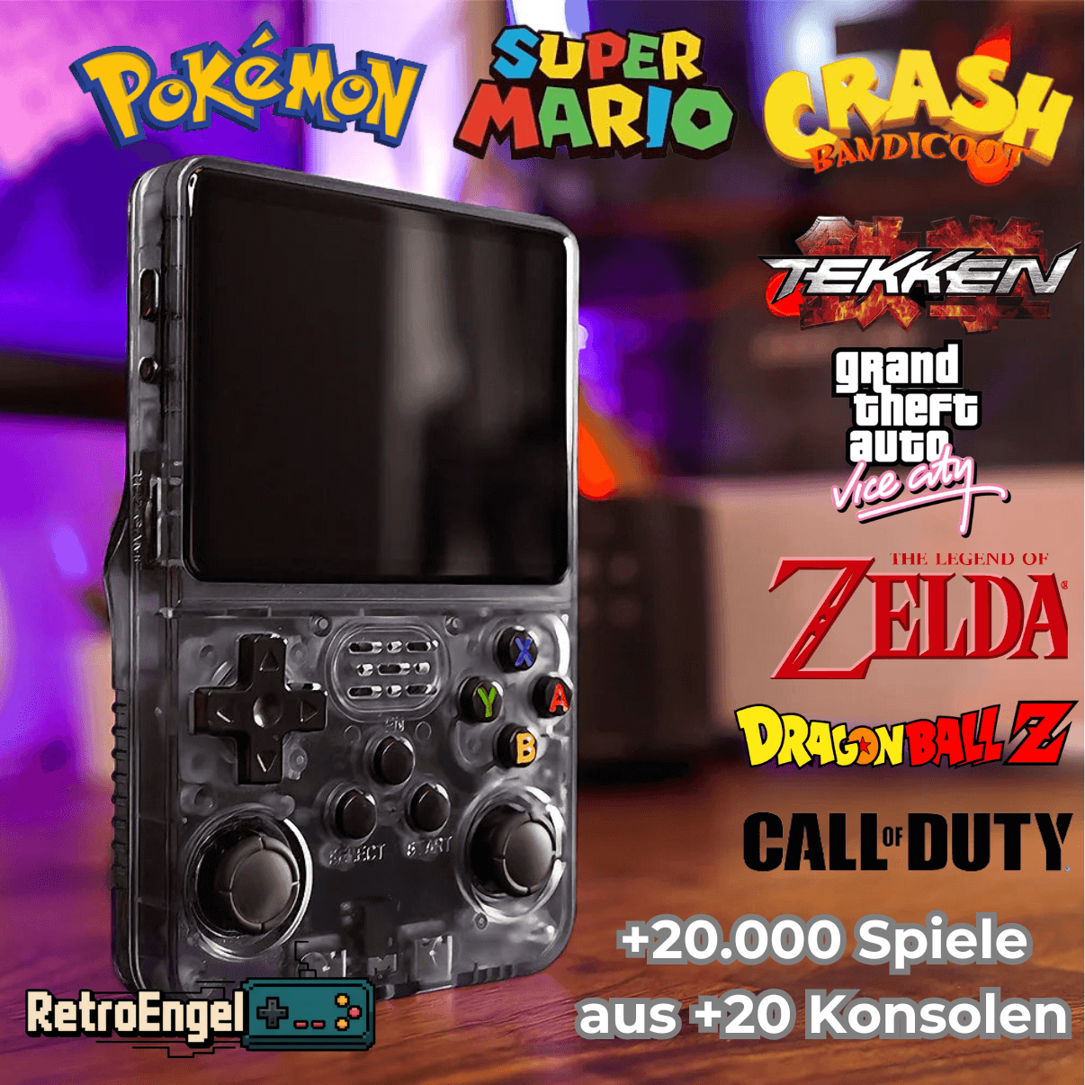 R36S Retro Handheld Konsole 128GB – 3,5" IPS, Linux, tragbarer Videospieler - Retroengel