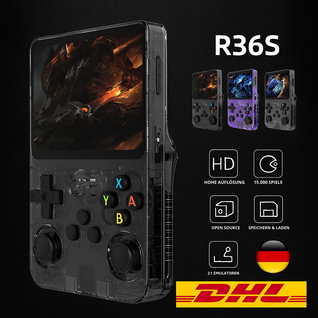 R36S Retro Handheld Konsole 128GB – 3,5" IPS, Linux, tragbarer Videospieler - Retroengel