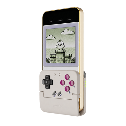 Retro-Handycontroller mit Smartphone; Smartphone und Spiele nicht enthalten