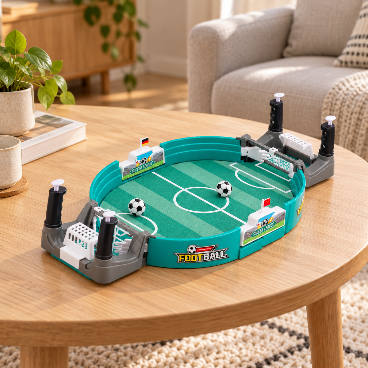 Tischfußball-Spiel mit 16 Bällen – Platz für eine kleine Auszeit