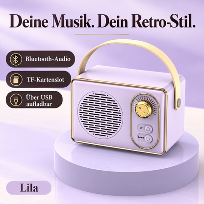 Lila Retro-Lautsprecher mit Bluetooth, TF-Kartenslot und USB-Ladung
