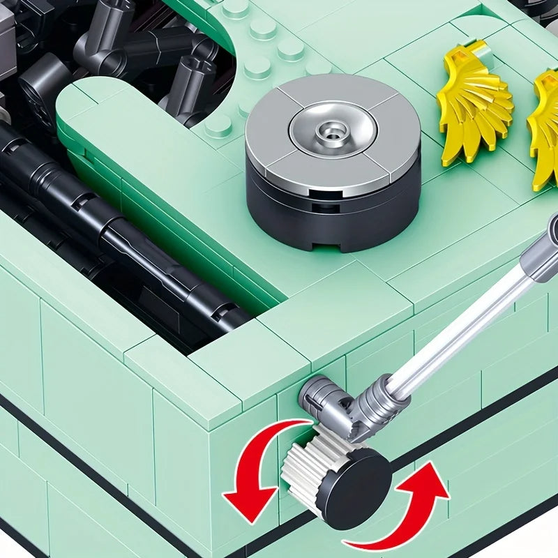 Detailansicht von Walze und Drehknopf am Schreibmaschinenmodell