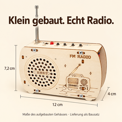 Holzradio-Gehäuse: 12 mal 7,2 mal 4 Zentimeter
