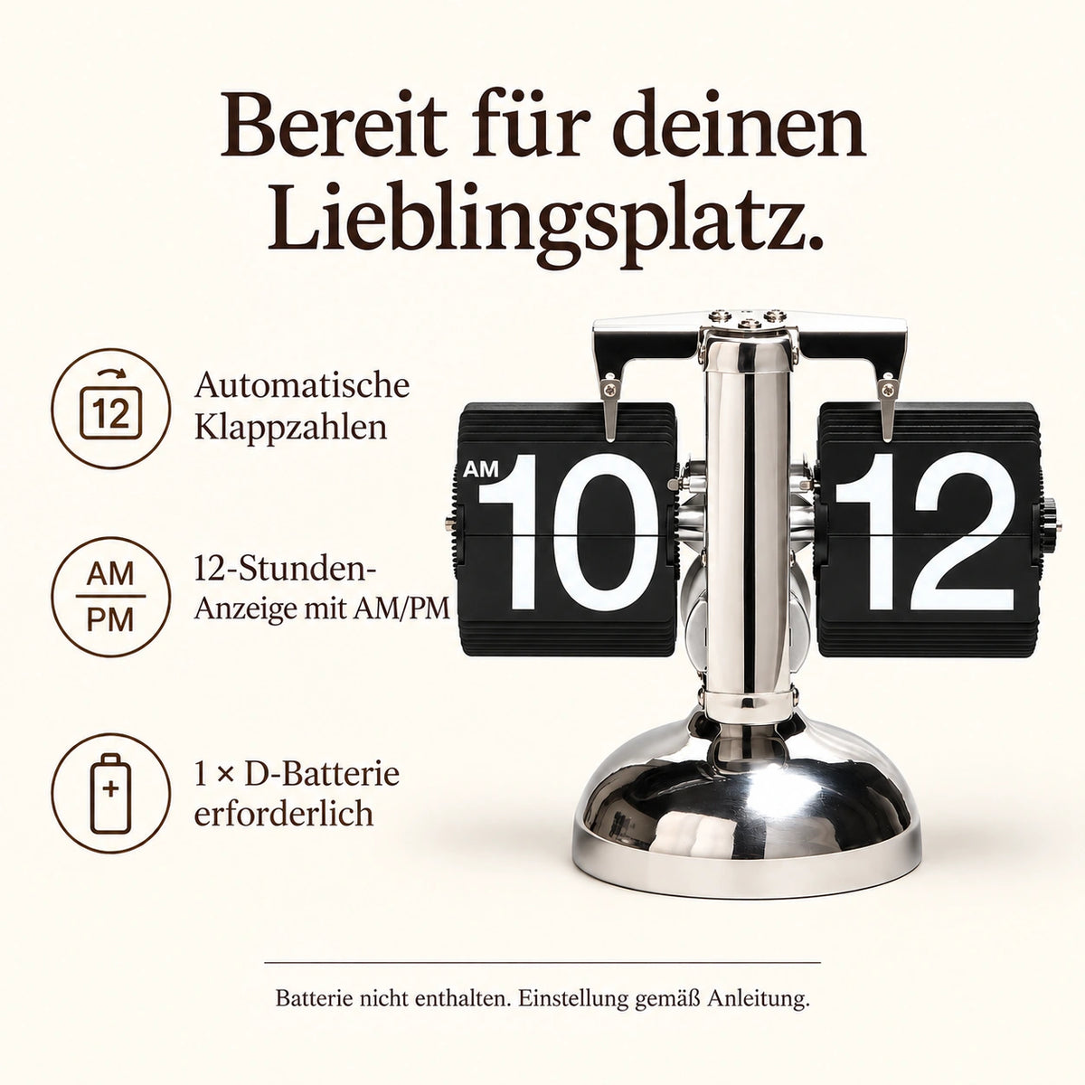 Retro Flip-Tischuhr – Weiß oder Chrom – Zeit zum Hinsehen